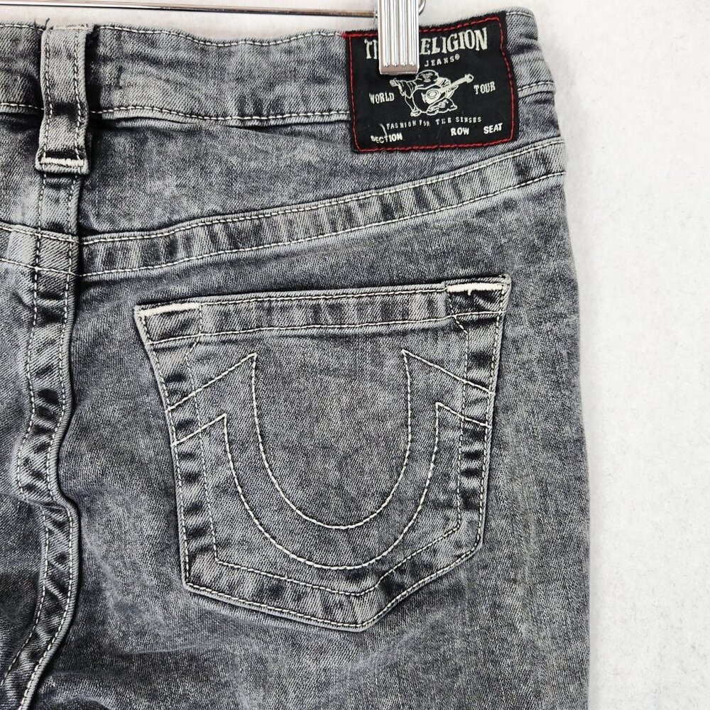 True Religion Women's Straight Leg Jeans in Acid Wash Gray - Picture 8 of 11